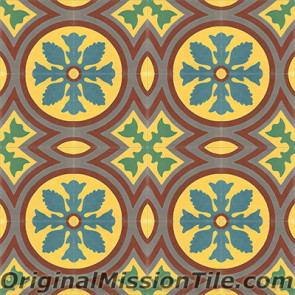 Original Mission Tile Cement Classic McNay Flower - 8 x 8