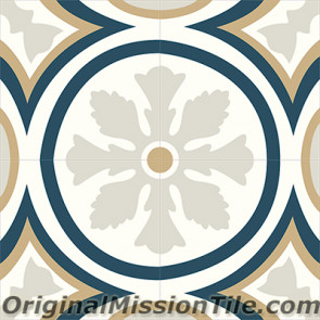 Original Mission Tile Cement Classic McNay Flower 07 - 8 x 8