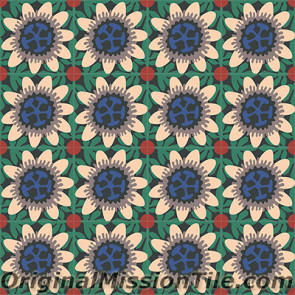 Original Mission Tile Cement Santa Barbara Passion Flower - 8 x 8