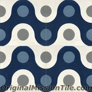Original Mission Tile Cement Oceana Sea Waves - 8 x 8