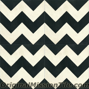 Original Mission Tile Cement Contemporary Zig-Zag II 01 - 8 x 8