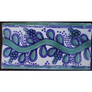 Guia Green/Blue Decorative Talavera Pure White Listello