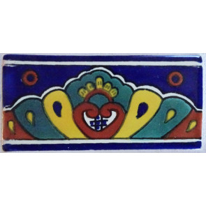 Medalla Blue Decorative Talavera Blanco Listello