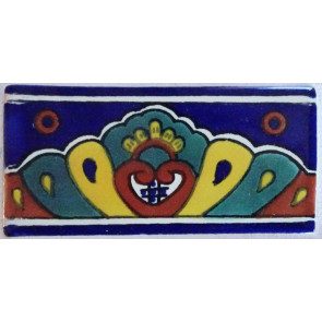 Medalla Blue Decorative Talavera Blanco Listello