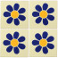 Daisy Blue/Yellow Decorative Talavera Blanco