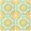 Lace Green/Yellow Decorative Talavera Blanco